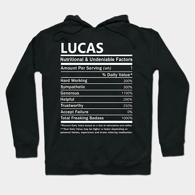 Lucas Name T Shirt - Lucas Nutritional and Undeniable Name Factors Gift Item Tee Hoodie by nikitak4um